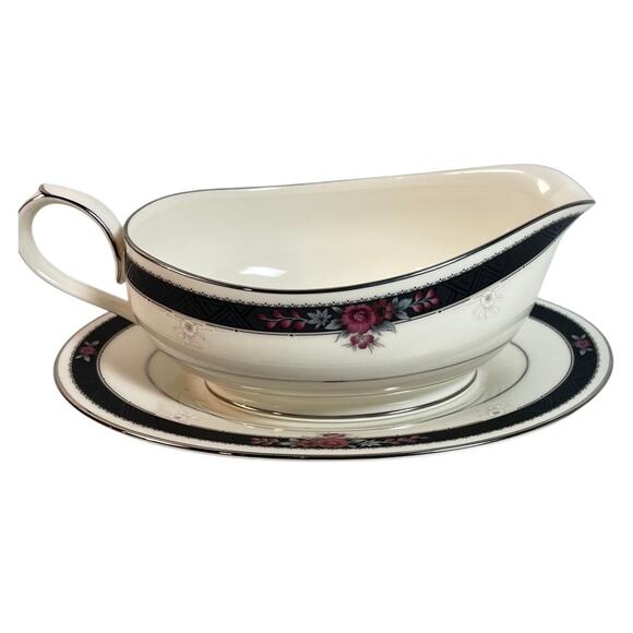 Noritake Other - Vintage Noritake Ivory China Etienne 7260 Gravy Boat Bowl with Matching Plate